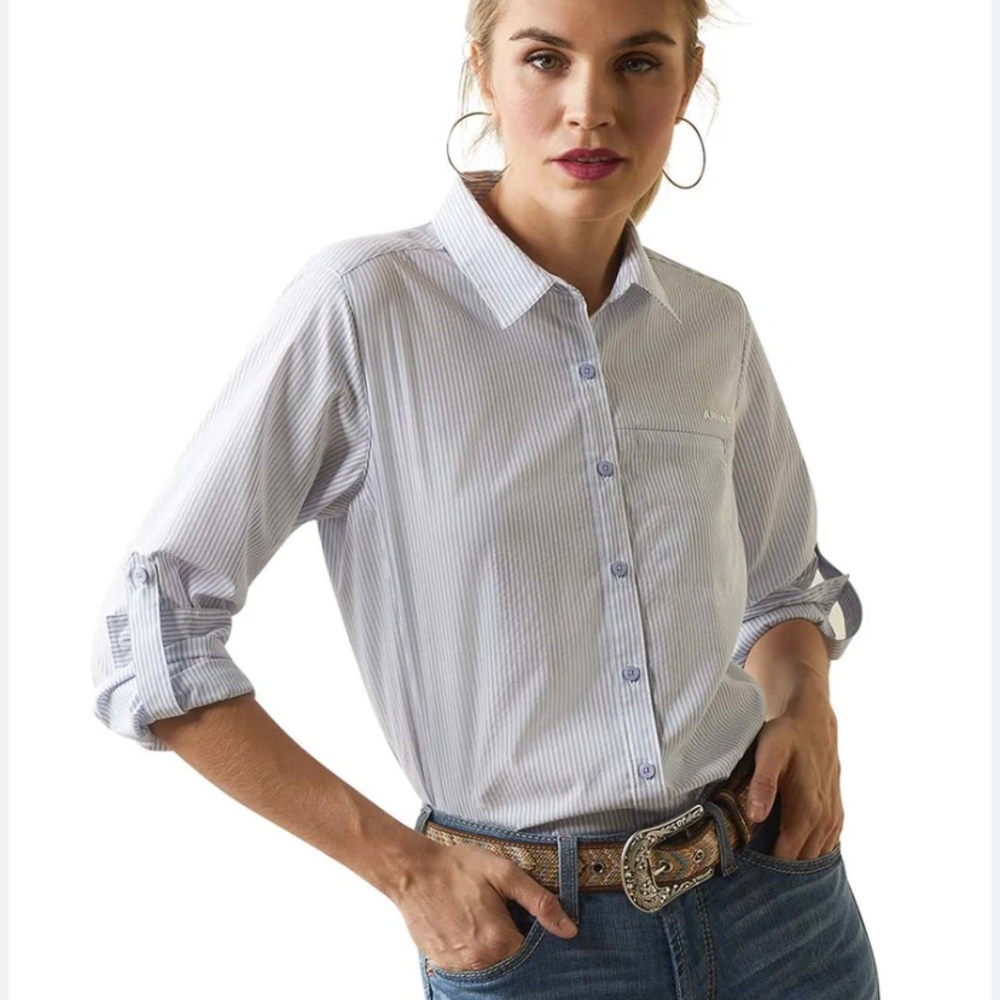 Cato Blue and White Striped Button-Down Shirt
